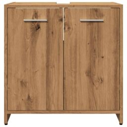 Berkfield Home Bathroom Sink Cabinet Artisan Oak 60x33x60 cm Engineered Wood in Brown - Size: 60 x 33 x 60 cm - thumbnail 5