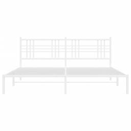Berkfield Home Metal Bed Frame without Mattress with Headboard White 193x203cm - Size: 193x203 cm - thumbnail 4
