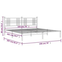 Berkfield Home Metal Bed Frame without Mattress with Headboard White 193x203cm - Size: 193x203 cm - thumbnail 8
