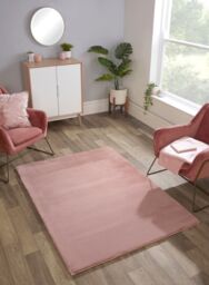 The Linen Consultancy TLC 5 Star Hotel Concept Luxury Faux Fur Blush Rug in Pink - Size: 60 cm x 100 cm