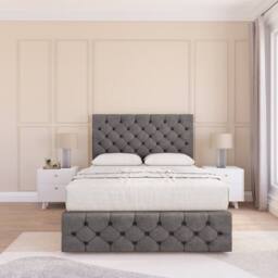 "Sloomy Watson Divan Bed Base No Drawers 12"" Footboard & 54"" Floor Standing Headboard in Grey - Size: Single" - thumbnail 2