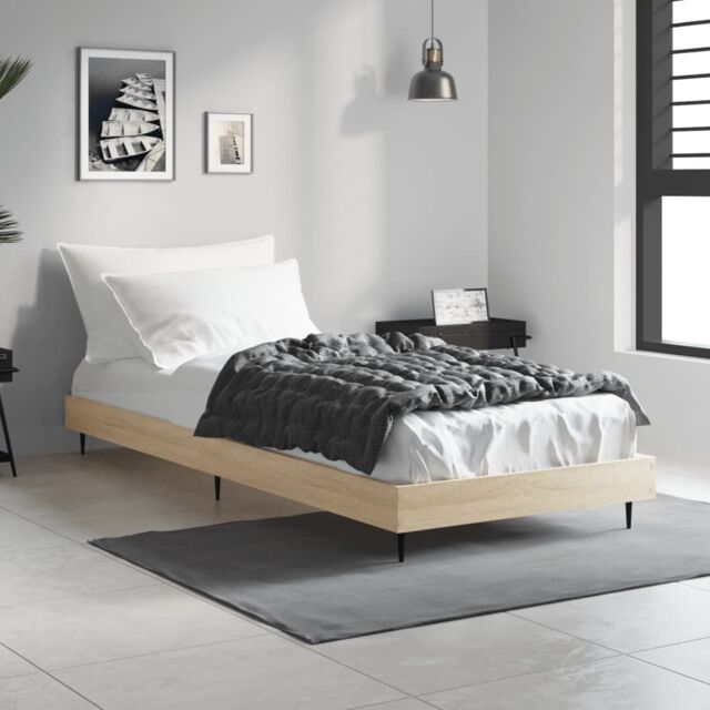 Berkfield Home Bed Frame Sonoma Oak 75x190 cm Small Single Engineered Wood in Brown - image 1