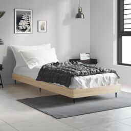 Berkfield Home Bed Frame Sonoma Oak 75x190 cm Small Single Engineered Wood in Brown - thumbnail 1