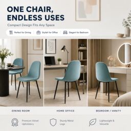 Bravich LTD Ron Velvet Dining Chair in Blue - thumbnail 6