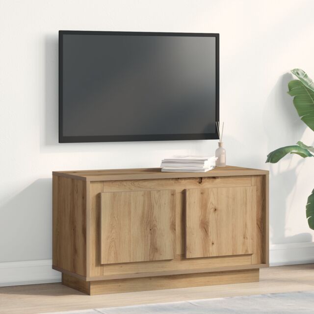 Berkfield Home TV Cabinet Artisan Oak 80x35x45 cm Engineered Wood in Brown - Size: 80 x 35 x 45 cm - image 1