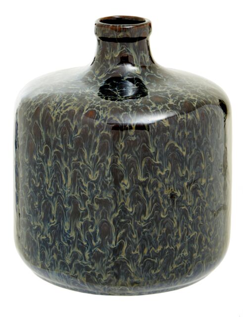 Orsina Blue Bottle Vase, Boho Chic Decorative Vase, Contemporary Stoneware Tall Vase, Large Dark Blue Vase Decor - image 1