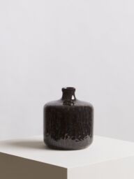 Orsina Blue Bottle Vase, Boho Chic Decorative Vase, Contemporary Stoneware Tall Vase, Large Dark Blue Vase Decor - thumbnail 5
