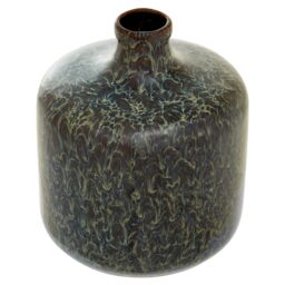 Orsina Blue Bottle Vase, Boho Chic Decorative Vase, Contemporary Stoneware Tall Vase, Large Dark Blue Vase Decor - thumbnail 4