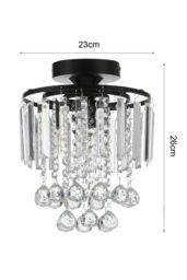 Living and Home Morden Crystal Mount Ceiling Light in Black - thumbnail 2