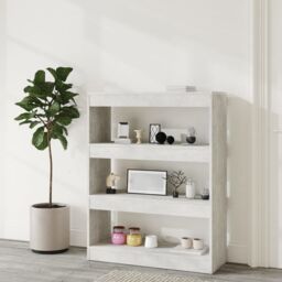 Berkfield Home Book Cabinet/Room Divider Concrete Grey 80x30x103 cm Engineered wood - Size: 80 x 30 x 103 cm - thumbnail 6