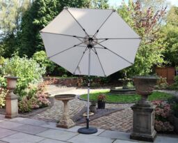 Royalcraft 2.7m Crank & Tilt LED Strip Parasol (38mm Pole, 8 Ribs) in Ivory - thumbnail 1