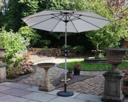 Royalcraft 2.7m Crank & Tilt LED Strip Parasol (38mm Pole, 8 Ribs) in Ivory - thumbnail 2