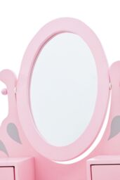 Teamson Kids Play Vanity Table Set with Mirror & Stool, Little Princess Rapunzel, Pink/Grey in Pink - thumbnail 9