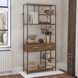 FURNOS Heavy Duty Wall-Mounted Metal Clothes Rail With Shelves in Gold - thumbnail 2