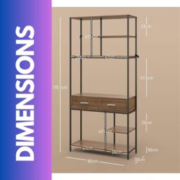 FURNOS Heavy Duty Wall-Mounted Metal Clothes Rail With Shelves in Gold - thumbnail 5