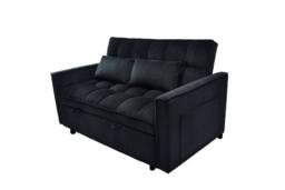 LUXURY LIFE Madrid Jumbo Cord 2 Seater Pull Out Sofa Bed in Black - thumbnail 3
