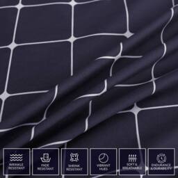 Grace Checkered Duvet Cover Set Premium Microfiber with Zipper Closure in Navy - Size: King - thumbnail 7
