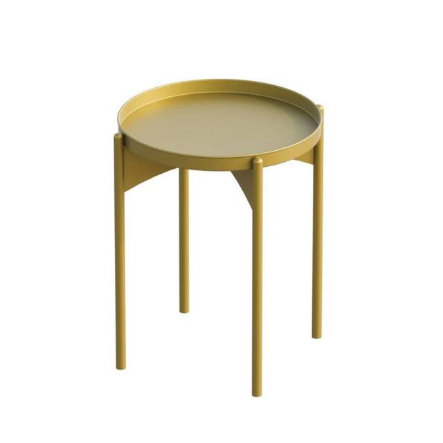 CALICOSY End Table With Round Metal Top, 57 Cm High - COLE in Gold - image 1