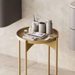CALICOSY End Table With Round Metal Top, 57 Cm High - COLE in Gold - thumbnail 4