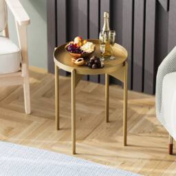CALICOSY End Table With Round Metal Top, 57 Cm High - COLE in Gold - thumbnail 2