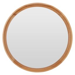 Orsina Mid Century Round Wall Mirror, Stylish Design Hallway Mirror For Livingroom, Elegant Modern Wall Mirror in Brown