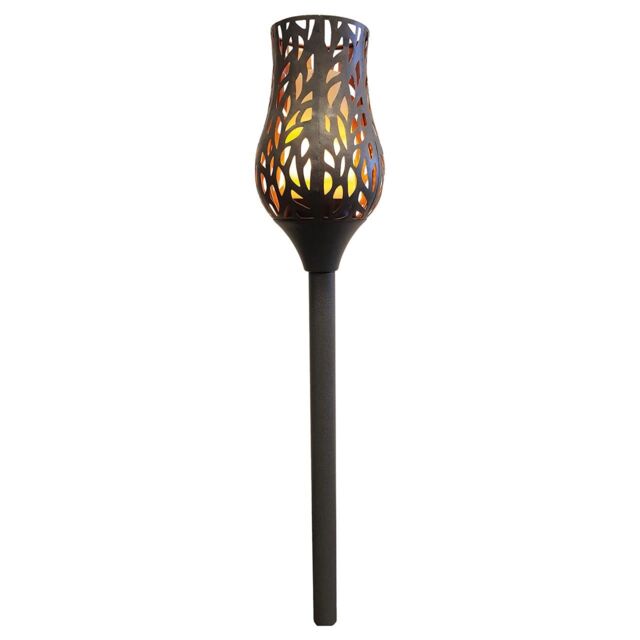 mysmartbuy Battery Powered Grey Metal Tulip Torch - Weatherproof Outdoor Garden Flame Effect LED Stake Light with Remote - H91.5 x 15cm - image 1