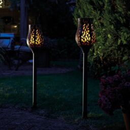 mysmartbuy Battery Powered Grey Metal Tulip Torch - Weatherproof Outdoor Garden Flame Effect LED Stake Light with Remote - H91.5 x 15cm - thumbnail 2