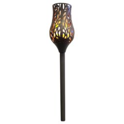 mysmartbuy Battery Powered Grey Metal Tulip Torch - Weatherproof Outdoor Garden Flame Effect LED Stake Light with Remote - H91.5 x 15cm