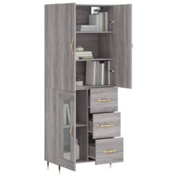 Berkfield Home Highboard Grey Sonoma 69.5x34x180 cm Engineered Wood - thumbnail 1