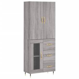 Berkfield Home Highboard Grey Sonoma 69.5x34x180 cm Engineered Wood - thumbnail 3