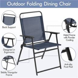Kelvenix 2PCS Outdoor Dining Chairs Foldable navy blue - Size: 0.6m2 - thumbnail 5