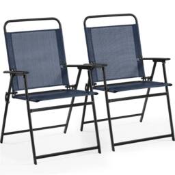 Kelvenix 2PCS Outdoor Dining Chairs Foldable navy blue - Size: 0.6m2 - thumbnail 1