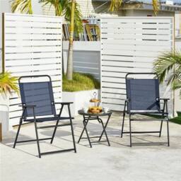 Kelvenix 2PCS Outdoor Dining Chairs Foldable navy blue - Size: 0.6m2 - thumbnail 4