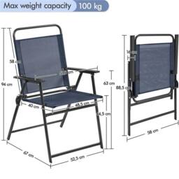 Kelvenix 2PCS Outdoor Dining Chairs Foldable navy blue - Size: 0.6m2 - thumbnail 2