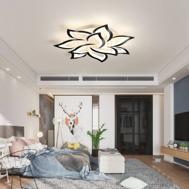 NIVOR 70W Dimmable LED Ceiling Light Acrylic 10-Leaf Chandelier Remote 85cm in Black - image 1