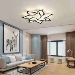 NIVOR 70W Dimmable LED Ceiling Light Acrylic 10-Leaf Chandelier Remote 85cm in Black - thumbnail 6