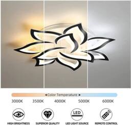 NIVOR 70W Dimmable LED Ceiling Light Acrylic 10-Leaf Chandelier Remote 85cm in Black - thumbnail 3