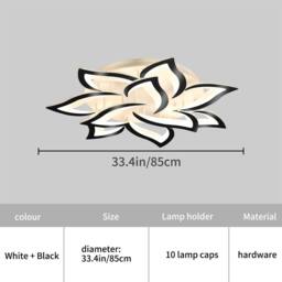 NIVOR 70W Dimmable LED Ceiling Light Acrylic 10-Leaf Chandelier Remote 85cm in Black - thumbnail 2