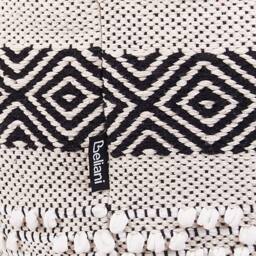 Wyld and Coco Cotton Pouffe - Light Beige Geometric Boho Square Ottoman - thumbnail 5
