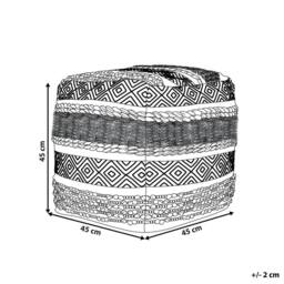 Wyld and Coco Cotton Pouffe - Light Beige Geometric Boho Square Ottoman - thumbnail 3