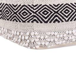 Wyld and Coco Cotton Pouffe - Light Beige Geometric Boho Square Ottoman - thumbnail 4