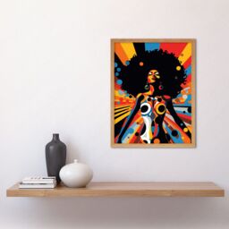 "Artery8 Wall Art Print Afro Caribbean Woman Colour Explosion Modern Strong Matriarch Bright Bold Colourful Artwork Art Framed - Size: W12"" x H16""" - thumbnail 2