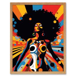 "Artery8 Wall Art Print Afro Caribbean Woman Colour Explosion Modern Strong Matriarch Bright Bold Colourful Artwork Art Framed - Size: W12"" x H16""" - thumbnail 1