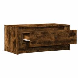 Berkfield Home Durable Coffee Table with LED Lights Smoked Oak Engineered Wood in Brown - thumbnail 9