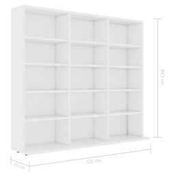Berkfield Home CD Cabinet White 102x23x89.5 cm Engineered Wood - thumbnail 6