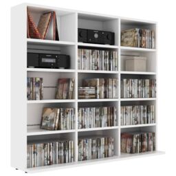 Berkfield Home CD Cabinet White 102x23x89.5 cm Engineered Wood - thumbnail 3