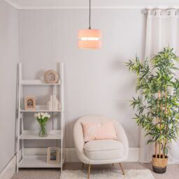 ValueLights Sophia Pair of Two Small 26cm Easy Fit Ceiling Lamp Shades with Bulbs in Dusty Pink - Size: 10 inches - thumbnail 1