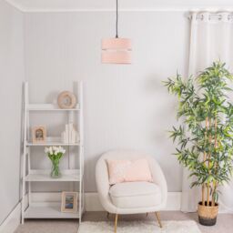 ValueLights Sophia Pair of Two Small 26cm Easy Fit Ceiling Lamp Shades with Bulbs in Dusty Pink - Size: 10 inches - thumbnail 5