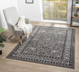 Desire Rugs Obsidian Modern Low Pile Area Rug - Classical Traditional Design in Grey - Size: 160 cm x 230 cm
