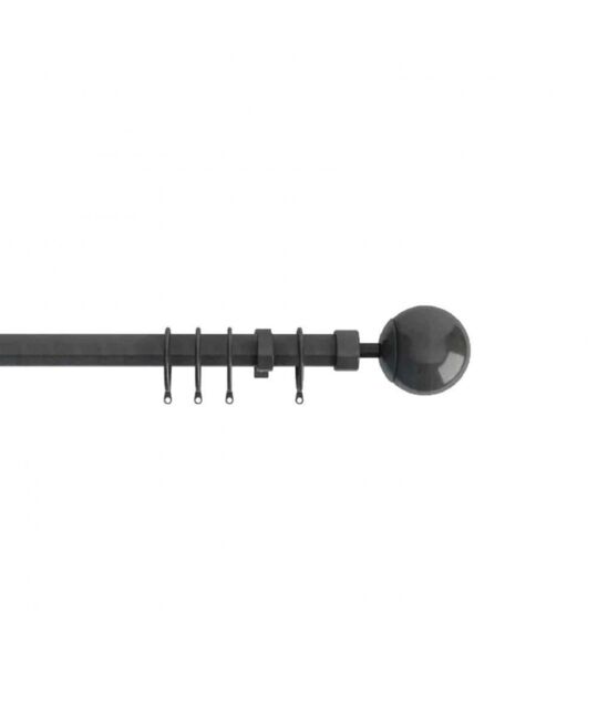 New Edge Blinds 22-25mm - Finesse Ball End Metal Curtain Pole Set - Gun Metal Grey in Dark Grey - Size: 170 cm - 300 cm - image 1